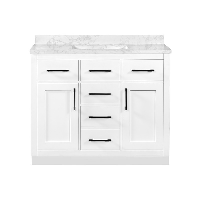 OVE DECORS 15VVA-ALON42-EI ATHEA 42 INCH FREESTANDING SINGLE SINK BATHROOM VANITY WITH CULTURED MARBLE COUNTERTOP AND POWER BAR