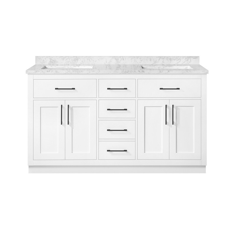 OVE DECORS 15VVA-ALON60-EI ATHEA 60 INCH FREESTANDING DOUBLE SINK BATHROOM VANITY WITH CULTURED MARBLE COUNTERTOP AND POWER BAR