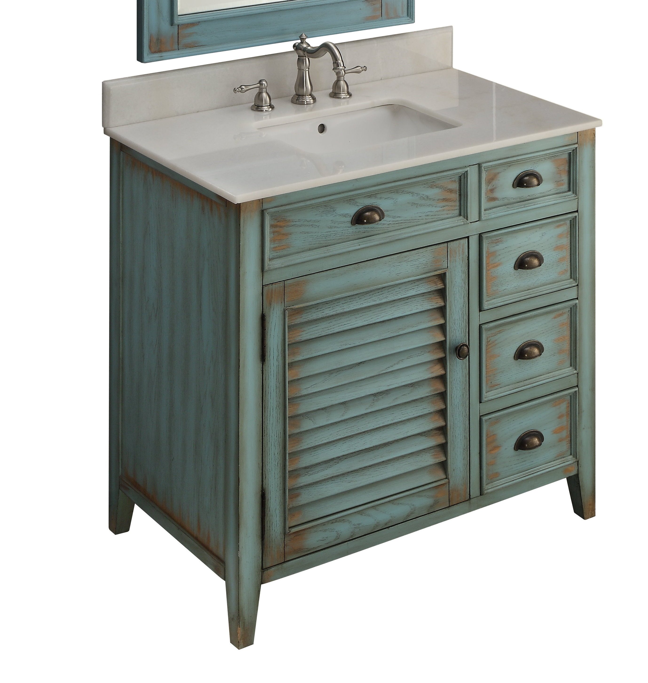 Chans Furniture Cf 78887bu 38 Inch Benton Collection Distress Blue Abbeville Bathroom Sink Vanity