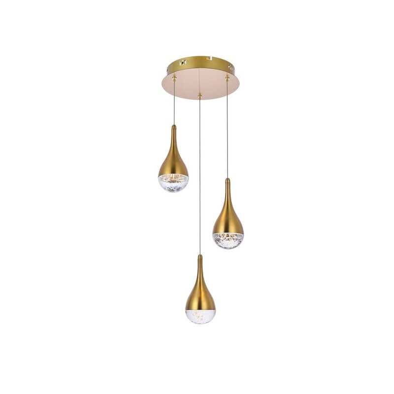 ELEGANT FURNITURE LIGHTING 3803D12SG AMHERST 10 INCH CEILING-MOUNTED PENDANT LIGHT IN SATIN GOLD