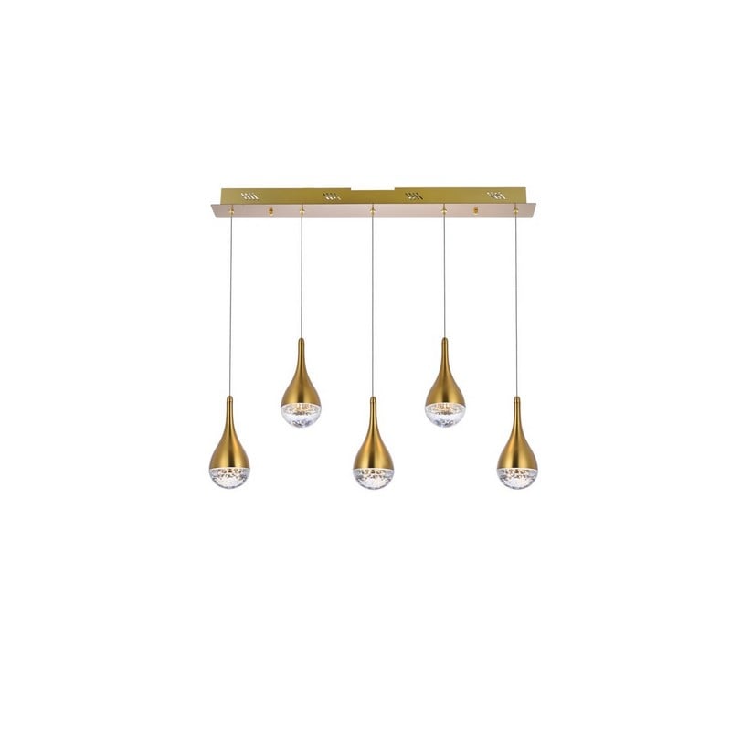 ELEGANT FURNITURE LIGHTING 3805D33SG AMHERST 34 INCH CEILING-MOUNTED PENDANT LIGHT IN SATIN GOLD