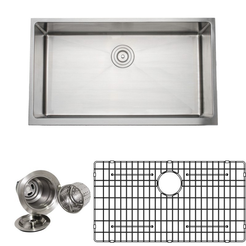 WELLS SINKWARE CSU3319-9-AP-1 CHEF'S COLLECTION HANDCRAFTED 33 INCH 16 GAUGE UNDERMOUNT SINGLE BOWL STAINLESS STEEL KITCHEN SINK WITH FARMHOUSE STYLE APRON FRONT PACKAGE