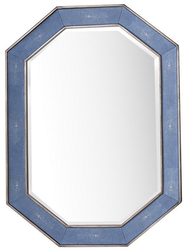 JAMES MARTIN 963-M30-SL-DB TANGENT 30 INCH MIRROR IN SILVER WITH DELFT BLUE