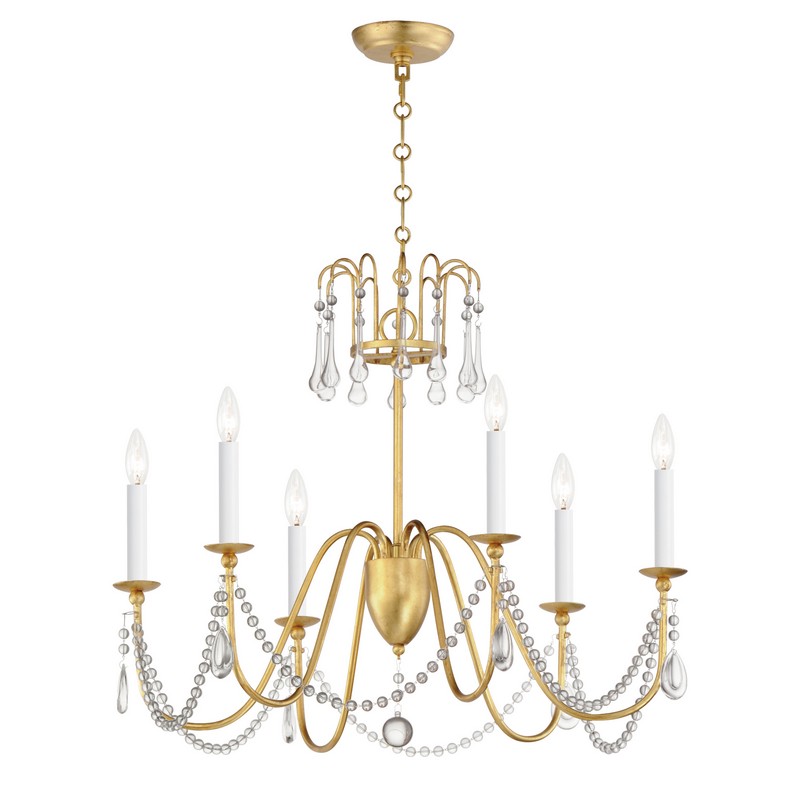 MAXIM LIGHTING 12166GL/CRY PLUMETTE 28 INCH CEILING-MOUNTED INCANDESCENT CHANDELIER LIGHT