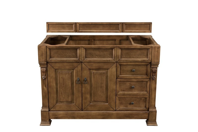 JAMES MARTIN 147-114-5276-3EJP BROOKFIELD 48 INCH COUNTRY OAK SINGLE VANITY WITH DRAWERS WITH 3 CM ETERNAL JASMINE PEARL QUARTZ TOP WITH SINK