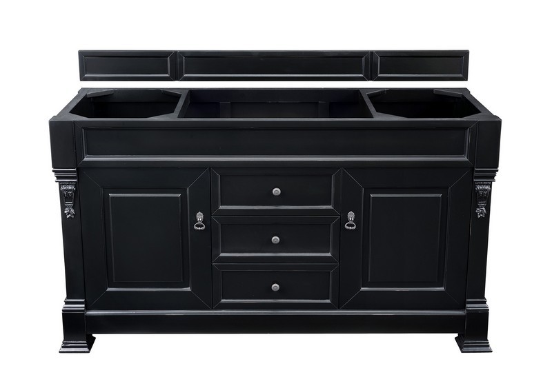JAMES MARTIN 147-114-5331-3CSP BROOKFIELD 60 INCH ANTIQUE BLACK SINGLE VANITY WITH 3 CM CHARCOAL SOAPSTONE QUARTZ TOP WITH SINK