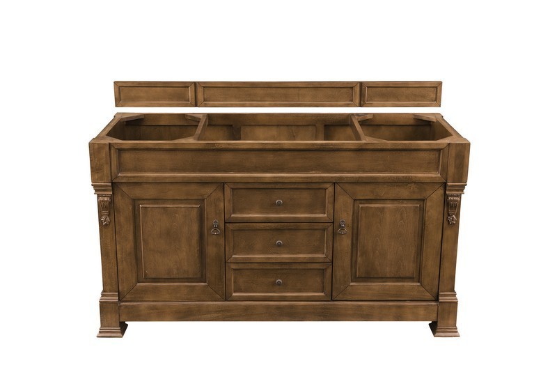 JAMES MARTIN 147-114-5371-3CSP BROOKFIELD 60 INCH COUNTRY OAK SINGLE VANITY WITH 3 CM CHARCOAL SOAPSTONE QUARTZ TOP WITH SINK