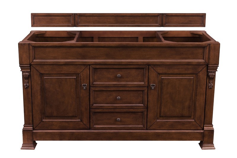 JAMES MARTIN 147-114-5381-3CSP BROOKFIELD 60 INCH WARM CHERRY SINGLE VANITY WITH 3 CM CHARCOAL SOAPSTONE QUARTZ TOP WITH SINK