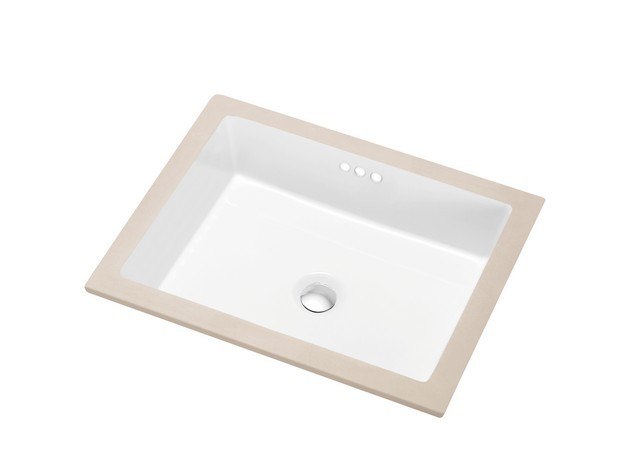DAWN CUSN029000 UNDER COUNTER 20-1/8 X 15-3/4 INCH RECTANGLE CERAMIC BASIN WITH 3 OVERFLOW