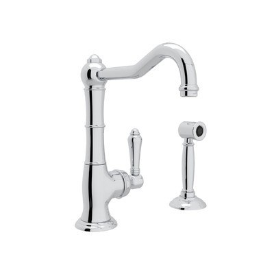 ROHL A3650/6.5LMWS-2 COUNTRY CINQUANTA SINGLE HOLE COLUMN SPOUT BAR/FOOD PREP FAUCET WITH SIDESPRAY AND METAL LEVER