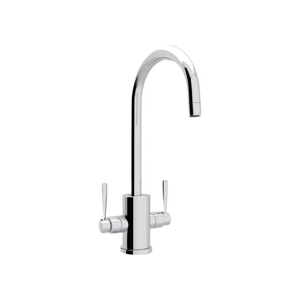 ROHL U.4213LS-2 PERRIN & ROWE HOLBORN SINGLE HOLE BAR/FOOD PREP FAUCET WITH ROUND BODY, "C" SPOUT AND METAL LEVERS