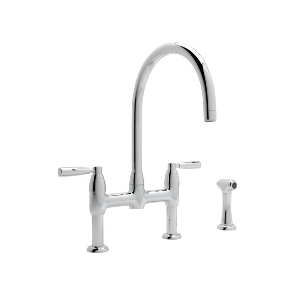 ROHL U.4273LS-2 PERRIN & ROWE HOLBORN BRIDGE SINGLE HOLE KITCHEN FAUCET WITH SIDESPRAY AND METAL LEVERS