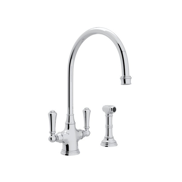 ROHL A1679LMWSAPC-2 COUNTRY ACQUI SINGLE HOLE COLUMN SPOUT KITCHEN FAUCET  WITH SIDESPRAY AND METAL LEVERS, ROHL...