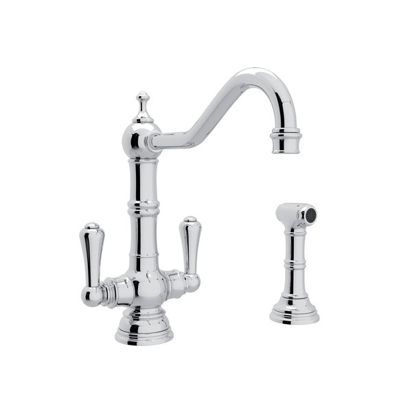ROHL U.4766-2 PERRIN & ROWE EDWARDIAN SINGLE HOLE KITCHEN FAUCET WITH LEVER HANDLES & SIDESPRAY