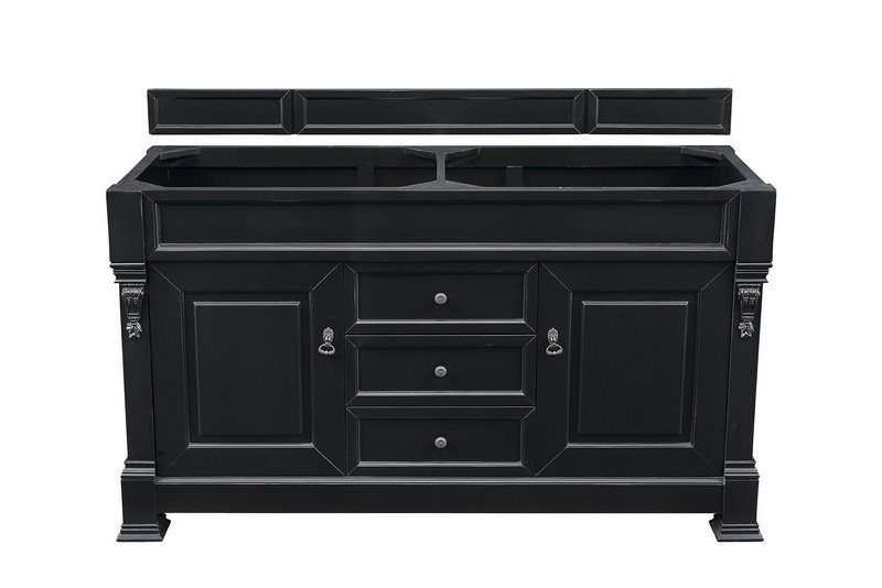 JAMES MARTIN 147-114-5631-3CSP BROOKFIELD 60 INCH ANTIQUE BLACK DOUBLE VANITY WITH 3 CM CHARCOAL SOAPSTONE QUARTZ TOP WITH SINK