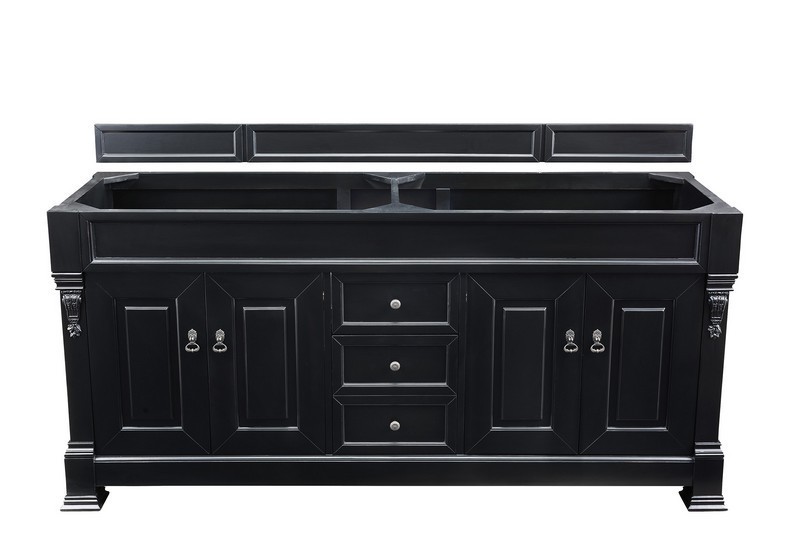 JAMES MARTIN 147-114-5731-3CSP BROOKFIELD 72 INCH ANTIQUE BLACK DOUBLE VANITY WITH 3 CM CHARCOAL SOAPSTONE QUARTZ TOP WITH SINK