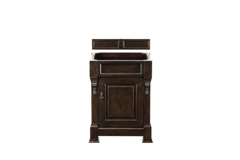 JAMES MARTIN 147-114-V26-BNM-3CSP BROOKFIELD 26 INCH BURNISHED MAHOGANY SINGLE VANITY WITH 3 CM CHARCOAL SOAPSTONE QUARTZ TOP WITH SINK