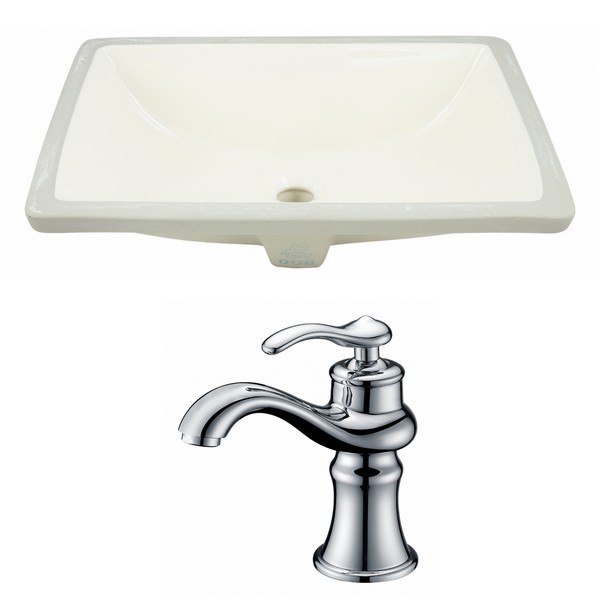 AMERICAN IMAGINATIONS AI-22785 RECTANGLE 20.75 X 14.35 INCH UNDERMOUNT SINK SET WITH FAUCET IN BISCUIT