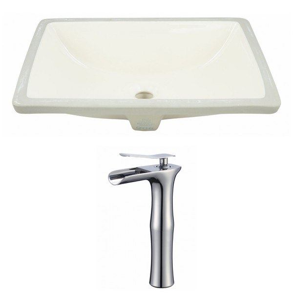 AMERICAN IMAGINATIONS AI-22800 RECTANGLE 20.75 X 14.35 INCH UNDERMOUNT SINK SET WITH FAUCET IN BISCUIT