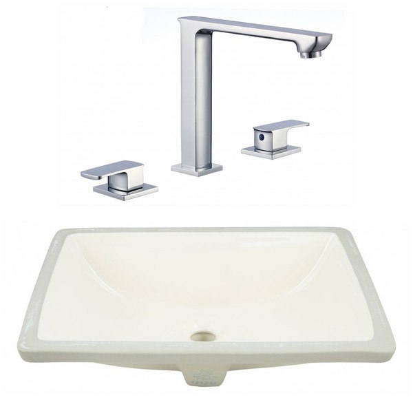 AMERICAN IMAGINATIONS AI-23090 RECTANGLE 20.75 X 14.35 INCH UNDERMOUNT SINK SET WITH FAUCET IN BISCUIT