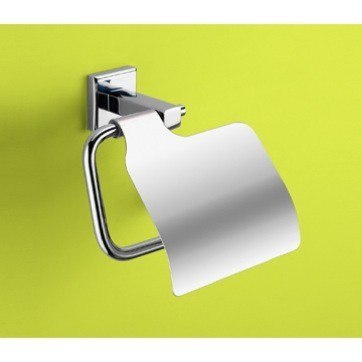 GEDY 6925-13 COLORADO POLISHED CHROME TOILET ROLL HOLDER WITH COVER