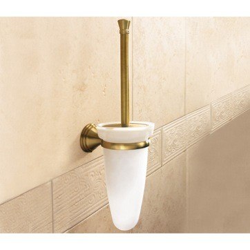 GEDY 7533-03-44 ROMANCE WALL MOUNTED GLASS TOILET BRUSH HOLDER WITH BRONZE MOUNTING