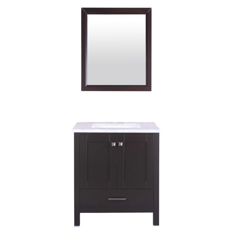 EVIVA EVVN412-30 ABERDEEN 30 INCH TRANSITIONAL BATHROOM VANITY WITH WHITE CARRERA COUNTERTOP