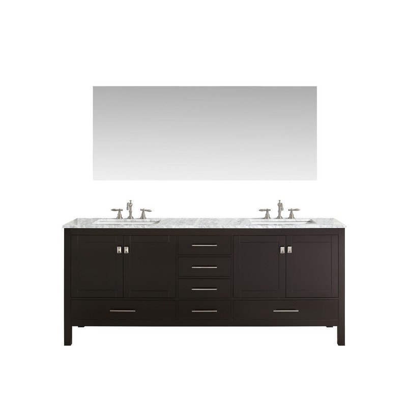 EVIVA EVVN412-84 ABERDEEN 84 INCH TRANSITIONAL BATHROOM VANITY WITH WHITE CARRERA COUNTERTOP