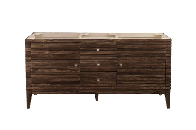 JAMES MARTIN 210-V59D-WLT LINEAR 59 INCH DOUBLE VANITY IN MID CENTURY WALNUT