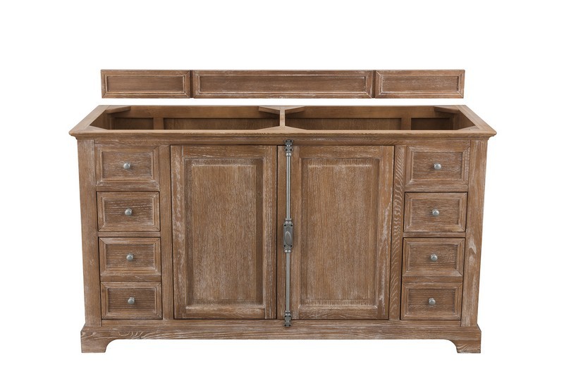 JAMES MARTIN 238-104-5611-3GEX SAVANNAH 60 INCH DOUBLE VANITY CABINET IN DRIFTWOOD WITH 3 CM GREY EXPO QUARTZ TOP WITH SINK