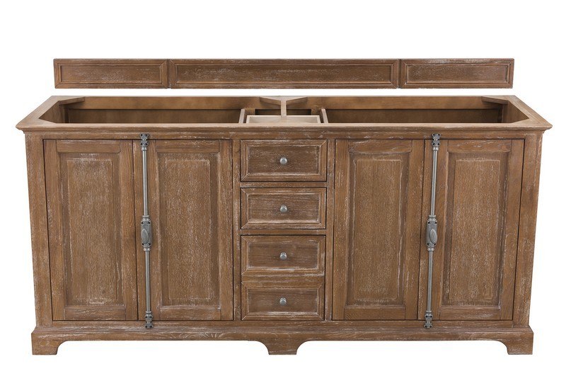 JAMES MARTIN 238-104-5711-3GEX SAVANNAH 72 INCH DOUBLE VANITY CABINET IN DRIFTWOOD WITH 3 CM GREY EXPO QUARTZ TOP WITH SINK