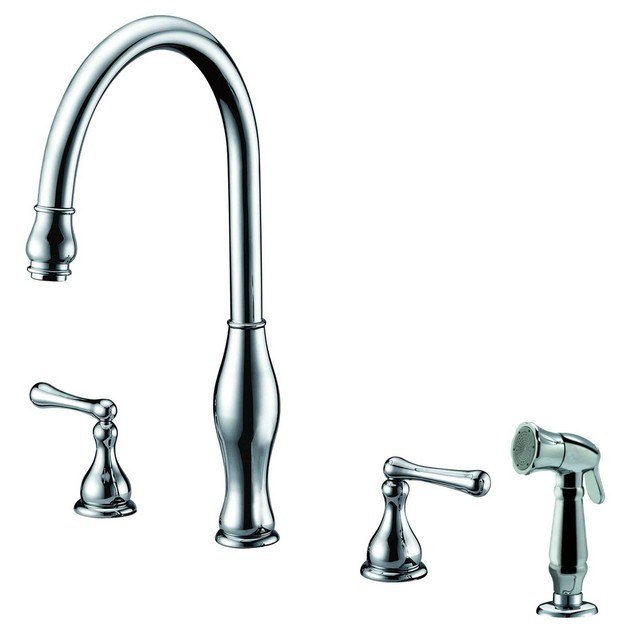 DAWN AB08 3156C WIDESPREAD KITCHEN FAUCET WITH SIDE SPRAY IN CHROME