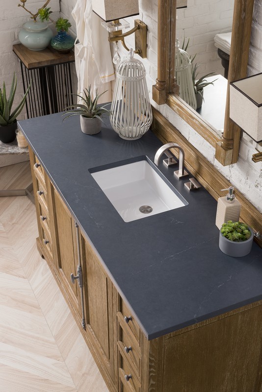 JAMES MARTIN 238-105-5311-3CSP PROVIDENCE 60 INCH SINGLE VANITY CABINET IN DRIFTWOOD WITH 3 CM CHARCOAL SOAPSTONE QUARTZ TOP WITH SINK