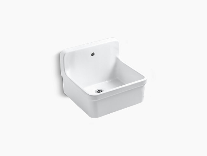 KOHLER K-12784-0 GILFORD SCRUB-UP/PLASTER SINK WITH SINGLE-HOLE FAUCET DRILLING, 24 INCH X 22 INCH