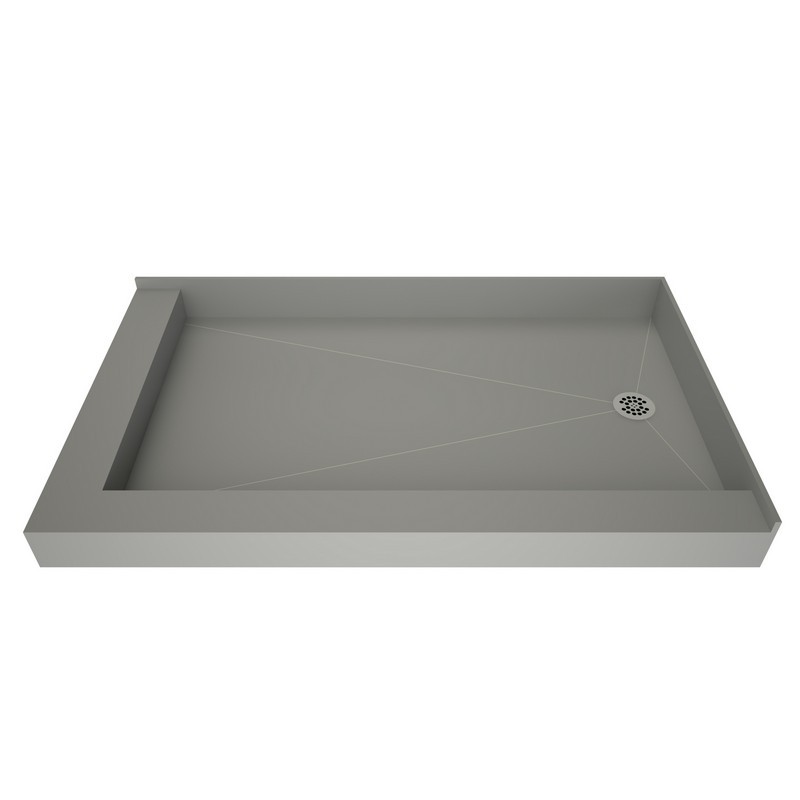 TILE REDI 3754RDL-PVC REDI BASE 37 D X 54 W INCH FULLY INTEGRATED SHOWER PAN WITH RIGHT PVC DRAIN WITH LEFT DUAL CURB