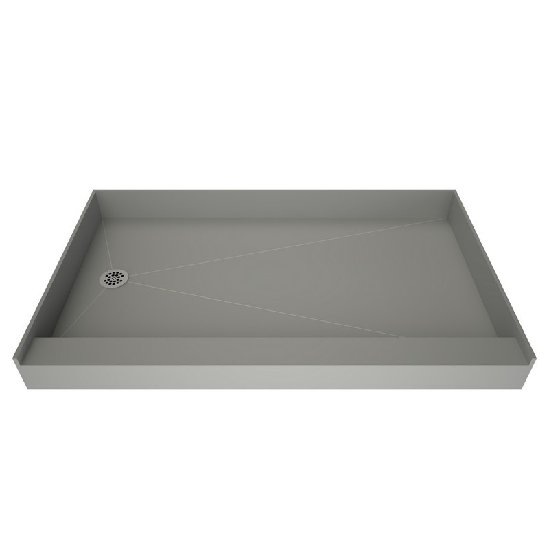 TILE REDI 3754L-PVC REDI BASE 37 D X 54 W INCH FULLY INTEGRATED SHOWER PAN WITH LEFT PVC DRAIN