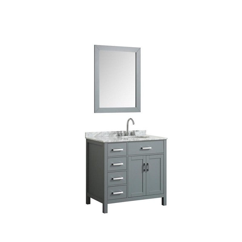 BELMONT DECOR HAMP037SROVL HAMPTON 37 INCH SINGLE OVAL SINK VANITY SET WITHRIGHT OFFSET