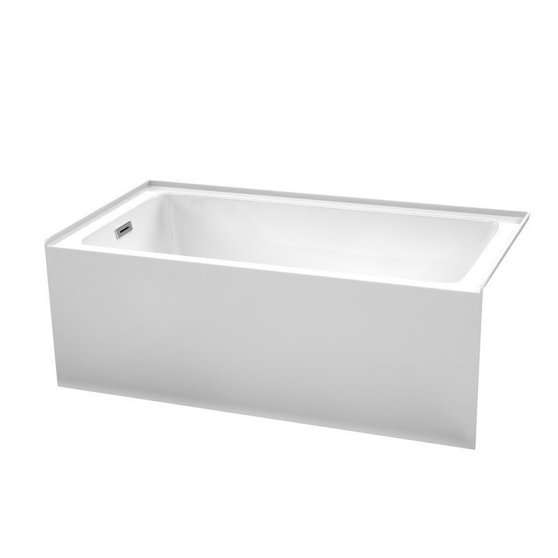 WYNDHAM COLLECTION WCBTW16032L GRAYLEY 60 INCH ALCOVE BATHTUB IN WHITE WITH LEFT-HAND DRAIN AND OVERFLOW TRIM IN POLISHED CHROME