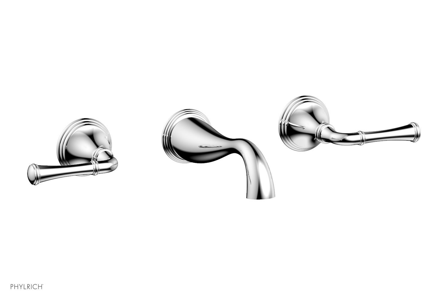 PHYLRICH D1205 3RING THREE HOLES WIDESPREAD WALL TUB SET WITH STRAIGHT LEVER HANDLES