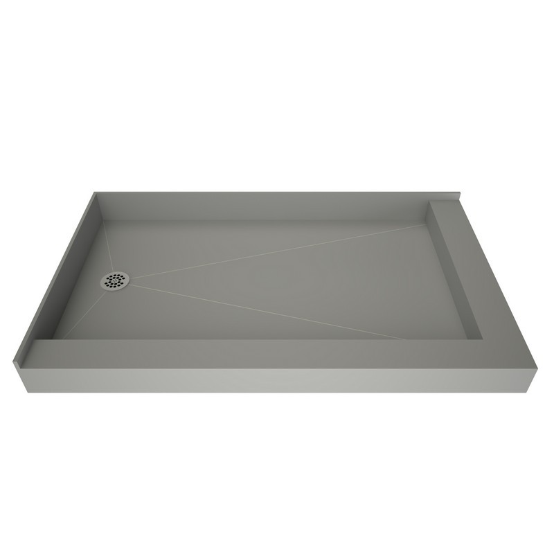 TILE REDI 3760LDR-PVC REDI BASE 37 D X 60 W INCH FULLY INTEGRATED SHOWER PAN WITH LEFT PVC DRAIN WITH RIGHT DUAL CURB