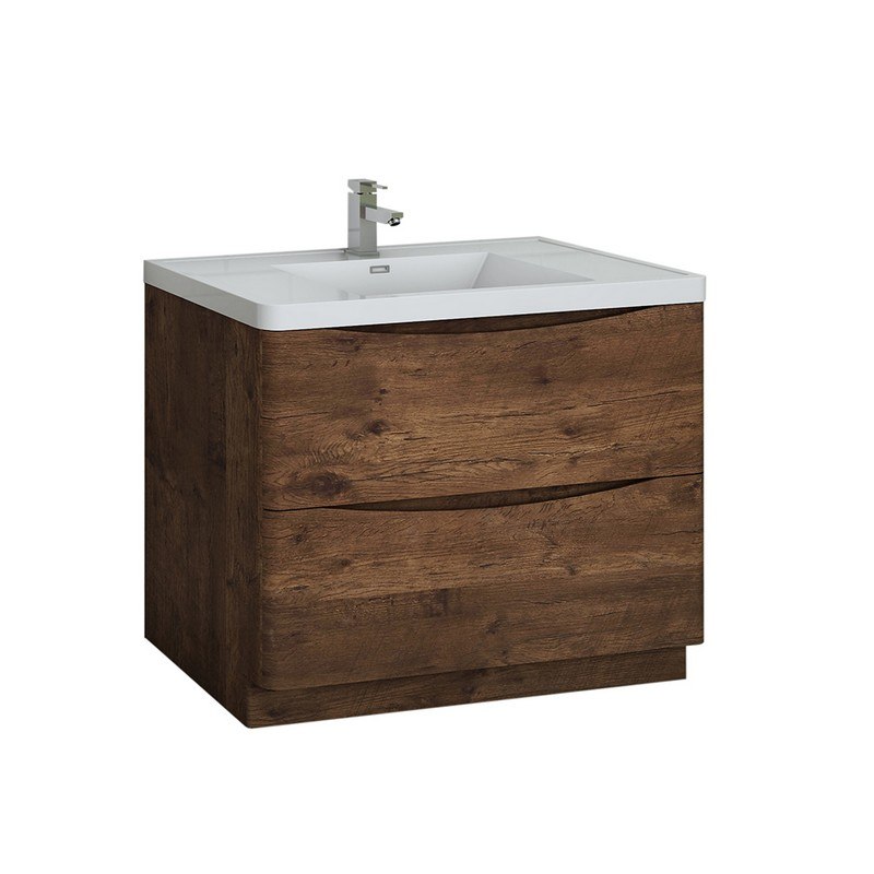 FRESCA FCB9140RW-I TUSCANY 40 INCH ROSEWOOD FREE STANDING MODERN BATHROOM CABINET WITH INTEGRATED SINK