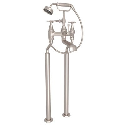 ROHL U.3121X/1 PERRIN & ROWE DECO EXPOSED FLOOR MOUNTED TUB FILLER WITH HANDSHOWER, CROSS HANDLES