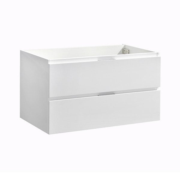 FRESCA FCB8336WH VALENCIA 36 INCH GLOSSY WHITE WALL HUNG MODERN BATHROOM CABINET