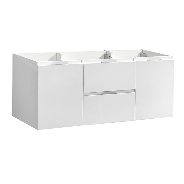 FRESCA FCB8348WH-D VALENCIA 48 INCH GLOSSY WHITE WALL HUNG DOUBLE SINK MODERN BATHROOM CABINET