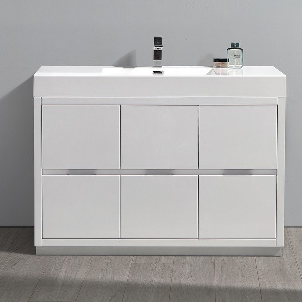 Standing Modern Bathroom Vanity With Sink, 48 Inch Bath Vanity White