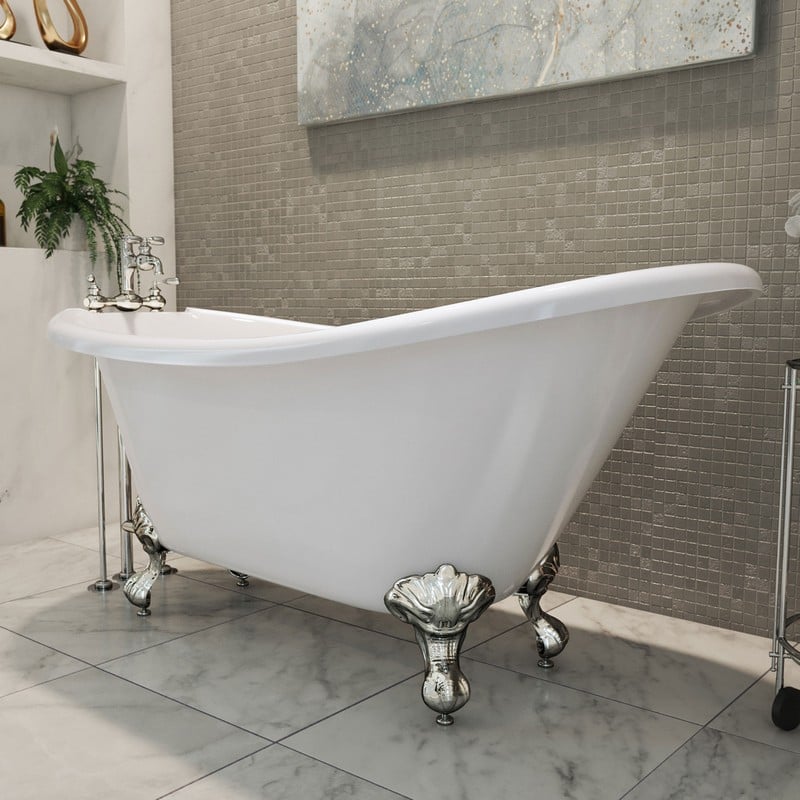 DREAMLINE BTAC6228FFXXF ATLANTIC 61 X 28 3/8 INCH ACRYLIC SOAKING OVAL FREESTANDING BATHTUB - WHITE