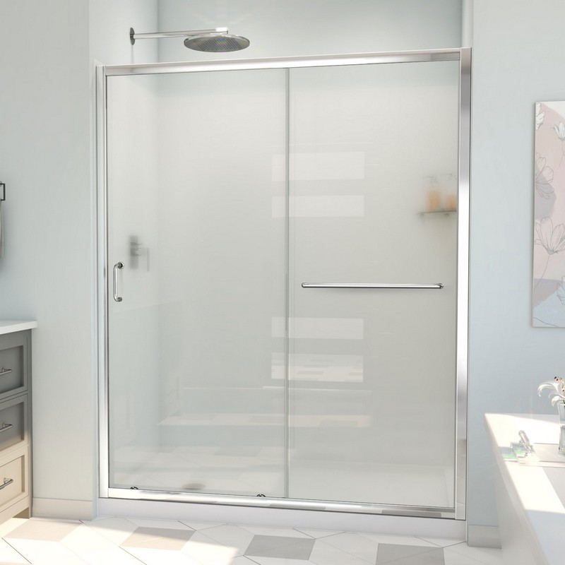 DREAMLINE D2096032XF INFINITY-Z 60 W X 78 3/4 H X 32 D INCH SLIDING FROSTED GLASS SHOWER DOOR AND BASE AND WITH WALL KIT