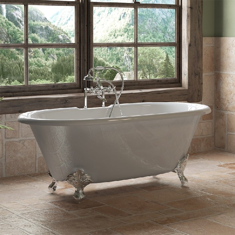 CAMBRIDGE PLUMBING DE-60 CAST IRON DOUBLE ENDED CLAWFOOT TUB 60 X 30 INCH WITH FEET