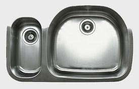 UKINOX D537.70.30.10R 32 INCH UNDERMOUNT DOUBLE BOWL SINK 10 INCH BOWL DEPTH: RIGHT HAND SIDE