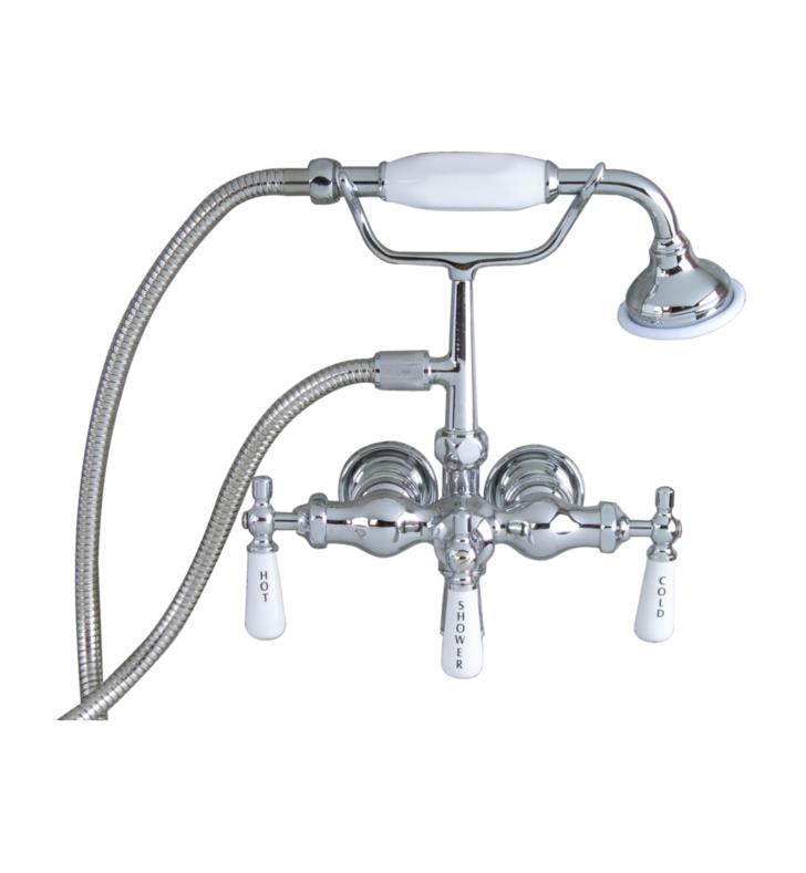 BARCLAY 4025-PL 12 1/2 INCH TWO HOLES WALL MOUNT CLAWFOOT TUB FILLER WITH HAND SHOWER